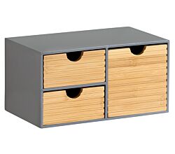 KESPER 58961 Organizer mit 3 Schubladen, grau, FSC / Mini-Kommode