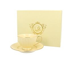 DUO ECRU Tasse 220 ml NINA mit Untertasse, New Bone China Porzellan