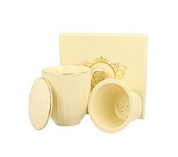 DUO ECRU Becher 400 ml NINA mit Teesieb, New Bone China Porzellan