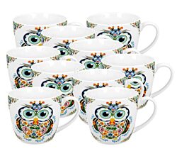 10er SET DUO ETNO Becher 460 ml ETNO OWL in Tragetasche, New Bone China Porzellan