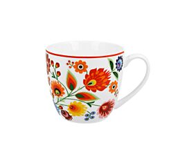 DUO ETNO Becher 460 ml ŁOWICZ in Tragetasche, New Bone China Porzellan