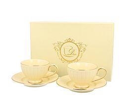 DUO ECRU 2er-Set Espressotassen mit Untertassen NINA New Bone China Porzellan