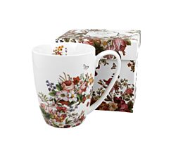DUO FLORAL Klassischer Becher 350 ml VINTAGE FLOWERS WHITE New Bone China Porzellan