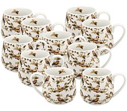10er SET DUO ANIMALS Fassbecher 430 ml BIRDIES New Bone China Porzellan