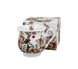 DUO FLORAL Becher 400 ml VINTAGE FLOWERS WHITE New Bone China Porzellan