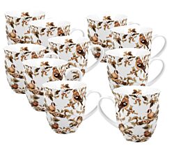 10er SET DUO ANIMALS Becher 400 ml BIRDIES in Metalldose, New Bone China Porzellan