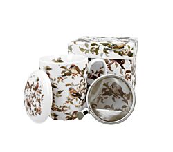 DUO ANIMALS Becher 380 ml BIRDIES mit Teesieb, New Bone China Porzellan