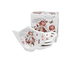 DUO FLORAL 4er-Set Teebeutelhalter SECESSION New Bone China Porzellan