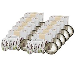10er SET DUO FLORAL Fassbecher 430 ml CLASSIC LAVENDER mit Teesieb, New Bone China Porzellan