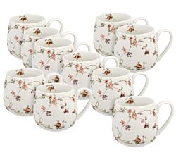 10er SET DUO FLORAL Fassbecher 430 ml SAFA New Bone China Porzellan