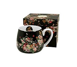 DUO FLORAL Fassbecher 430 ml VINTAGE FLOWERS BLACK New Bone China Porzellan