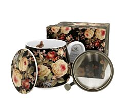 DUO FLORAL Fassbecher 430 ml WARDA mit Teesieb, New Bone China Porzellan