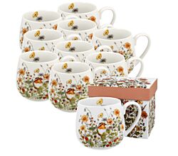 10er SET DUO FLORAL Fassbecher 430 ml WILD BIRDS New Bone China Porzellan
