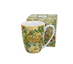 DUO ART GALLERY klassischer Becher 360 ml GOLDEN LILLY New Bone China Porzellan