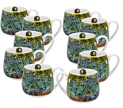 10er SET DUO ART GALLERY Fassbecher 430 ml IRISES New Bone China Porzellan
