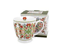 DUO ETNO Jumbobecher 480 ml HUNGARIAN mit Fuß, New Bone China Porzellan