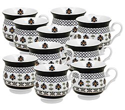 10er SET DUO ETNO 34424 Becher 500 ml INDIGO New Bone China Porzellan