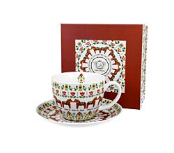 DUO ETNO Jumbobecher 470 ml SCANDINAVIAN mit Untertasse, New Bone China Porzellan