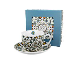 DUO ETNO Jumbobecher 470 ml KASHUBIAN mit Untertasse, New Bone China Porzellan