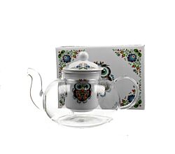 DUO ETNO 30242 Teekanne 1000 ml mit Teesieb OWL mit Teesieb, Glas - New Bone China Porzellan