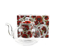 DUO FLORAL Teekanne 1000 ml LINA mit Teesieb, Glas - New Bone China Porzellan