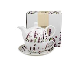 DUO FLORAL Tasse mit Teekanne CLASSIC LAVENDER New Bone China Porzellan