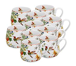 10er SET DUO FLORAL Fassbecher 430 ml LINNEA New Bone China Porzellan