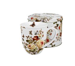 DUO FLORAL Becher 400 ml ZAHRA in Metalldose, New Bone China Porzellan