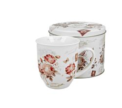 DUO FLORAL Becher 400 ml SECESSION in Metalldose, New Bone China Porzellan