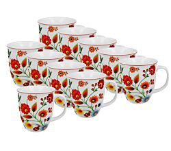 10er SET DUO ETNO Becher 650 ml ŁOWICZ New Bone China Porzellan