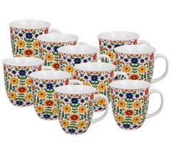 10er SET DUO ETNO 32178 Becher 650 ml REGIONAL PATTERNS New Bone China Porzellan