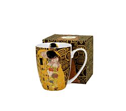 DUO ART GALLERY Klassischer Becher 350 ml THE KISS BROWN New Bone China Porzellan