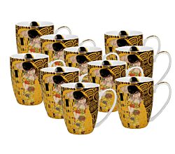 10er SET DUO ART GALLERY Klassischer Becher 350 ml THE KISS BROWN New Bone China Porzellan