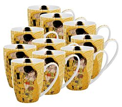 10er SET DUO ART GALLERY Klassischer Becher 350 ml THE KISS ECRU New Bone China Porzellan