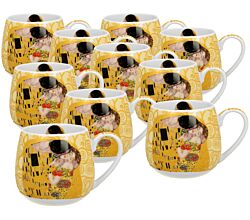 10er SET DUO ART GALLERY Fassbecher 430 ml THE KISS ECRU New Bone China Porzellan