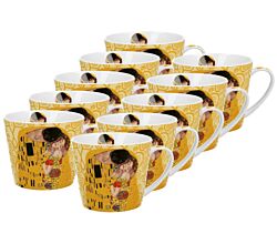 10er SET DUO ART GALLERY Becher 610 ml THE KISS ECRU New Bone China Porzellan