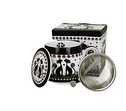 DUO ETNO 34325 Fassbecher 430 ml mit Teesieb INDIGO mit Teesieb, New Bone China Porzellan