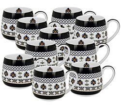 10er SET DUO ETNO 34400 Fassbecher 430 ml INDIGO New Bone China Porzellan