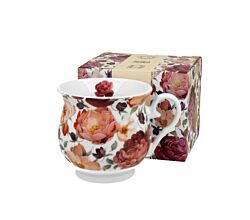 DUO FLORAL Retro Becher 500 ml SPRING ROSES WHITE New Bone China Porzellan