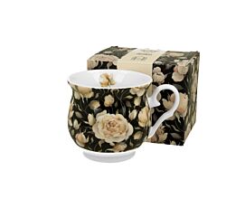 DUO FLORAL Retro Becher 500 ml ENGLISH ROSES BLACK New Bone China Porzellan