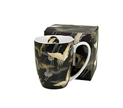 DUO ART GALLERY Klassischer Becher 350 ml CRANES AT NIGHT New Bone China Porzellan