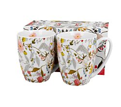 DUO ART GALLERY 2er-Set klassische Becher 350 ml WHITE New Bone China Porzellan