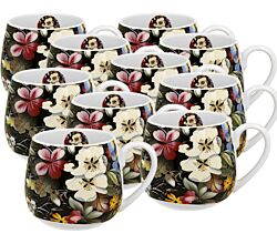 10er SET DUO ART GALLERY Fassbecher 430 ml BLACK New Bone China Porzellan