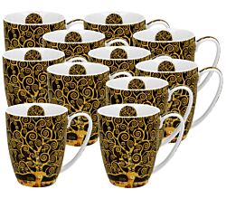 10er SET DUO ART GALLERY Klassischer Becher 360 ml TREE OF LIFE New Bone China Porzellan