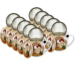 10er SET DUO ART GALLERY Fassbecher 430 ml TOPAZ mit Teesieb, New Bone China Porzellan