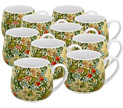 10er SET DUO ART GALLERY Fassbecher 430 ml GOLDEN LILLY New Bone China Porzellan