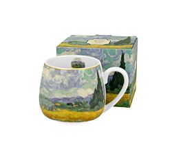 DUO ART GALLERY Fassbecher 430 ml WHEAT FIELD inspired by Van Gogh, New Bone China Porzellan