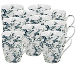 10er SET DUO ART GALLERY Klassischer Becher 360 ml ORIENT BLUE New Bone China Porzellan
