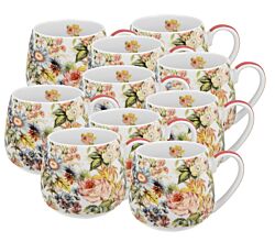 10er SET DUO FLORAL Fassbecher 430 ml BLANCA New Bone China Porzellan