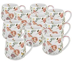 10er SET DUO FLORAL Fassbecher 430 ml MILAGROS New Bone China Porzellan